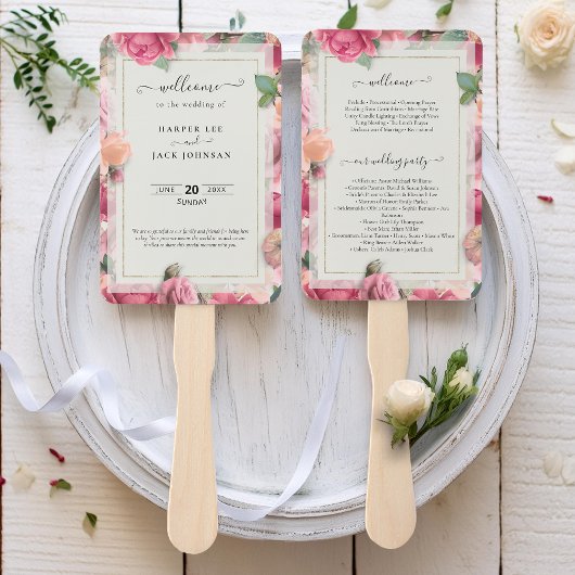 Stijlvol geometrisch blush roze bloemig Roos Save Handwaaier