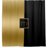 Stijlvol geometrisch design in zwart en goud douchegordijn (Voorkant)