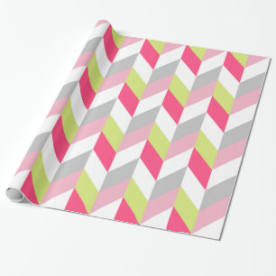 Stijlvol geometrisch roze groen grijs patroon cadeaupapier