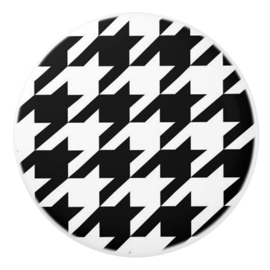 stijlvol geometrisch zwart wit geluidsdieptepatroo keramische knop (Voorkant)