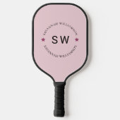 Stijlvol gepersonaliseerd monogram roze pickleball paddle (Achterkant)