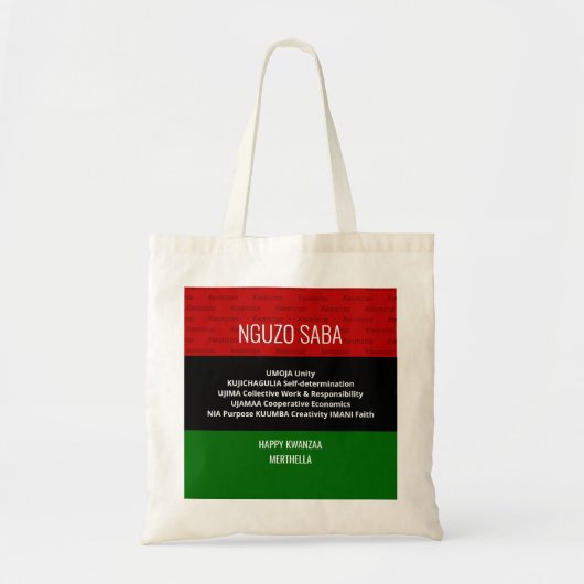Stijlvol gepersonaliseerd NGUZO SABA Happy Kwanzaa Tote Bag (Voorkant)