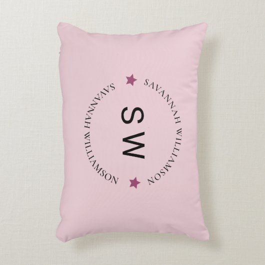 Stijlvol gepersonaliseerd zacht roze accent kussen (Voorkant(Verticaal))