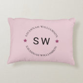 Stijlvol gepersonaliseerd zacht roze accent kussen (Achterkant)