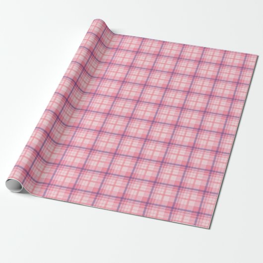 Stijlvol geruit patroon van rood roze blauw cadeaupapier (Uitgerold)