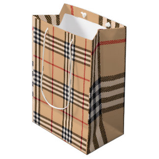 Stijlvol geruit Warm Taneel Wit Zwart Bruin Tartan Medium Cadeauzakje