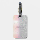 Stijlvol Glitter Bokeh, Unicorn, Stars Bagagelabel (Achterkant verticaal)