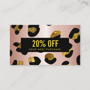 Stijlvol Glitter Roos Gold Leopard Coupon Kaart Visitekaartje