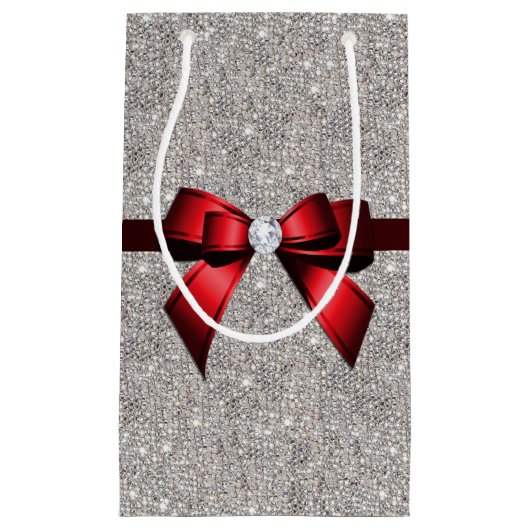 Stijlvol Glitzy Sequins Bow & Ribbon Klein Cadeauzakje (Voorkant)