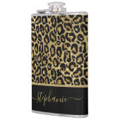 Stijlvol Gold Glitter Leopard Animal Print Monogra Heupfles (Links)