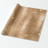 Stijlvol Gold Glitter Mermaid Fish Scaling Pattern Cadeaupapier (Uitgerold)