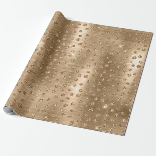 Stijlvol Gold Glitter Wild Cheetah Spots Pattern Cadeaupapier (Uitgerold)
