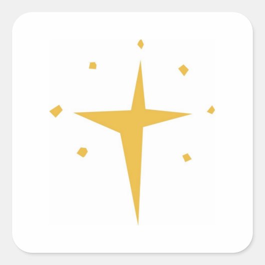 Stijlvol Gold Star Cross Vierkante Sticker (Voorkant)