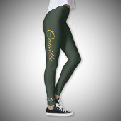 Stijlvol goud & bos groen monogram leggings