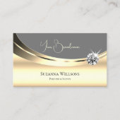 Stijlvol goud en grijs met reservediamant Modern Visitekaartje (Voorkant)