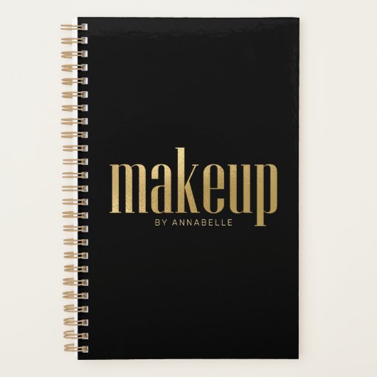 Stijlvol goud en zwarte typografie Makeup kunstena Planner (Voorkant)
