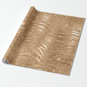 Stijlvol goud Glitter Wild Zebra Stripes Patroon Cadeaupapier