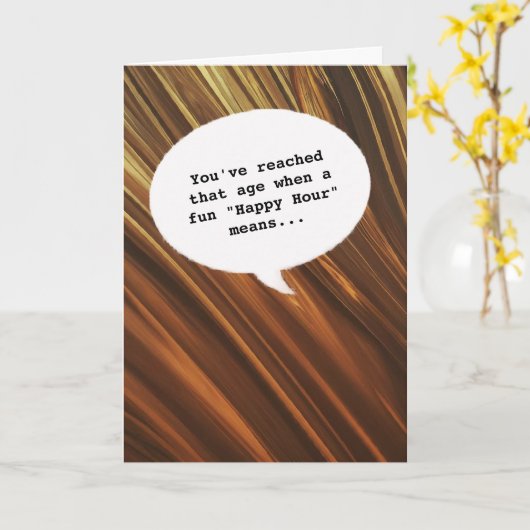 Stijlvol goud Happy Hour Getting Old Funny Birthda Kaart (Gele Bloem)