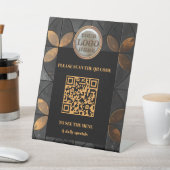 Stijlvol Goud Zwart Logo QR Code Business Reclamebord Met Voetstuk (Insitu)