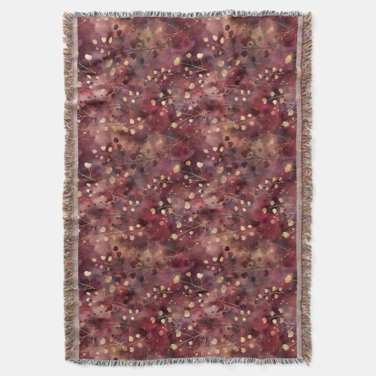 Stijlvol gouden bordeaux abstract bloemmotief deken (Voorkant Verticaal)