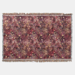 Stijlvol gouden bordeaux abstract bloemmotief deken