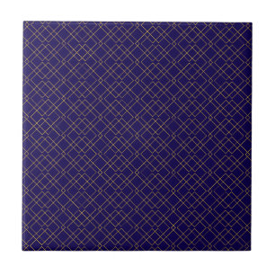 Stijlvol gouden geometrisch doosontwerp donkerblau tegeltje