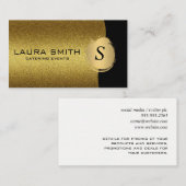 Stijlvol / goudglitter / monogram visitekaartje (Voorkant / Achterkant)