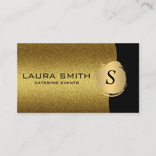 Stijlvol / goudglitter / monogram visitekaartje (Voorkant)