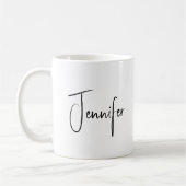 Stijlvol grafisch script met minimalistisch monogr koffiemok (Links)