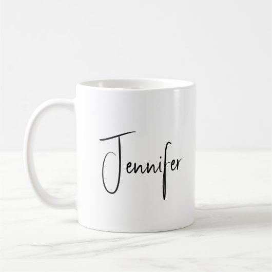 Stijlvol grafisch script met minimalistisch monogr koffiemok (Links)