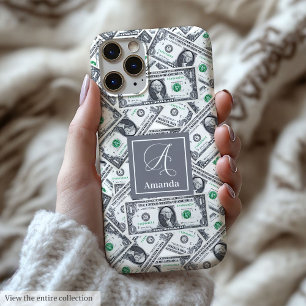 Stijlvol grappig cadeau voor cash fans met monogra iPhone 15 pro max hoesje