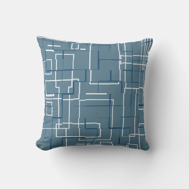 Stijlvol grijs blauw patroon kussen (Voorkant)