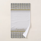 Stijlvol grijs en wit goud geometrisch patroon bad handdoek (Handdoek)