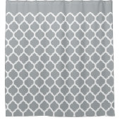 Stijlvol grijs en wit Marokkaans Quatrefoliepatroo Douchegordijn (Voorkant)