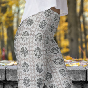 Stijlvol grijs en zwart cirkelvormig stampatroon leggings