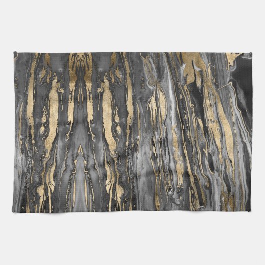 Stijlvol Grijs Goud Abstract Marmer Theedoek (Horizontaal)
