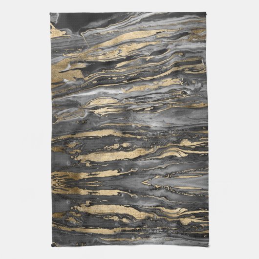 Stijlvol Grijs Goud Abstract Marmer Theedoek (Verticaal)
