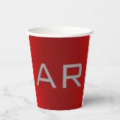 Stijlvol grijs monogram papieren bekers (Voorkant)