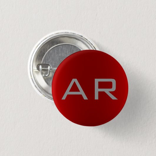 Stijlvol grijs monogram ronde button 3,2 cm (Voorkant /achterkant)