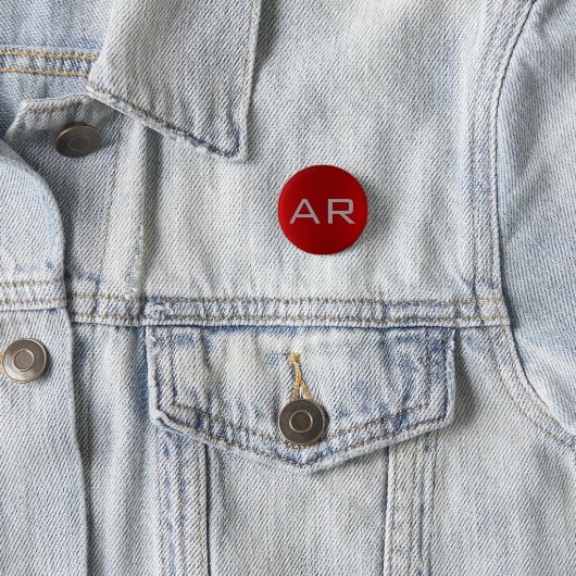 Stijlvol grijs monogram ronde button 3,2 cm (In situ)