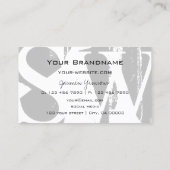 Stijlvol grijs wit en zwart met monogram modern visitekaartje (Achterkant)
