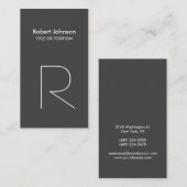 Stijlvol grijs wit monogram Visitekaartje (Voorkant / Achterkant)