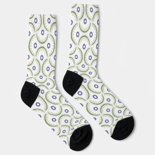 Stijlvol groen, blauw en wit schelpontwerp sokken (Rechts)