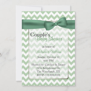 Stijlvol groen Chevron Couple's Baby shower Kaart