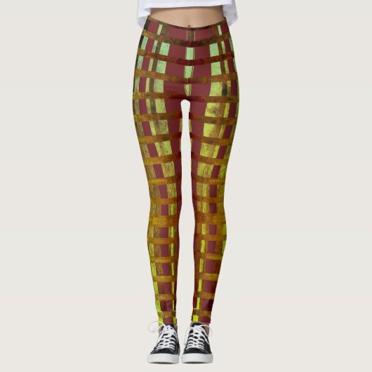 Stijlvol groen en Paars ombre Pset Pattern Leggings (Voorkant)