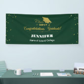 Stijlvol Groen Goud Script Congrats Afstuderen 202 Spandoek (Beurs)