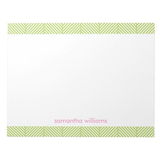 Stijlvol groen herringbone-patroon notitieblok (Voorkant)