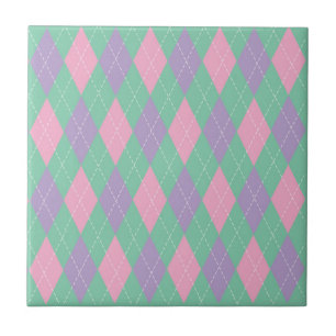 Stijlvol groen oranje roze argylepatroon tegeltje