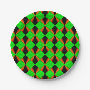 Stijlvol groen Oranje zwart patroon Papieren Bordje