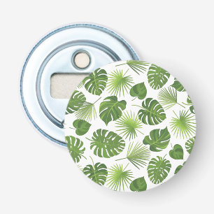 Stijlvol groen tropisch lederpatroon button flesopener